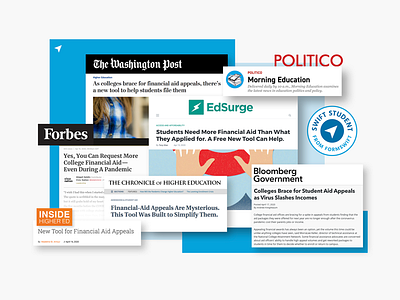 SwiftStudent Press Clipping Collage branding collage college design education illustration logo media media kit