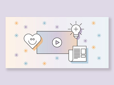 Benefits of video storytelling branding design gradients icons illustration vector