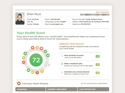Health Summary: Printed Output design design for good digital healthcare icons medical print type uiux