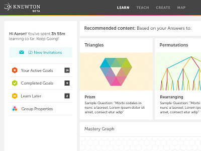 Student Landing Page color. education dashboard design interface ui