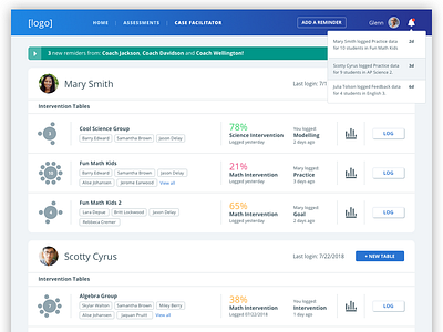 Teaching Assessment Product - Dashboard UI color education education app interface design type uidesign web