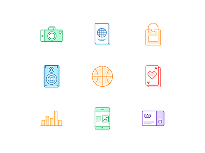 Select Icons branding branding concept color design systems entertainment financial icons illustraion travel vector