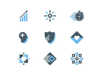 Boxout brand icons blue branding design healthcare icons illustration ui wellness