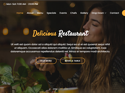 DeliciousRestaurant.com 3d animated website animation css custom website design illustration logo ui website development