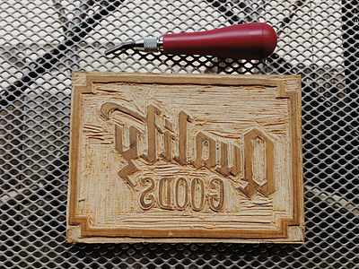 Quality Goods carving hand lettering handcrafted linoleum block printing print quality goods stationary typography