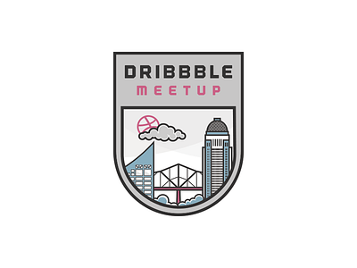Dribbble Meetup badge bridge buildings city downtown dribbble dribbble meet up icon illustration louisville patch vector