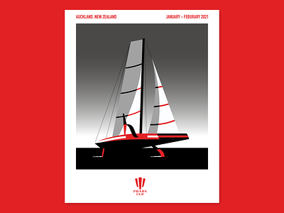 Prada Cup poster illustration poster prada sailing vector
