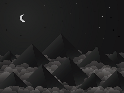 Mountains WIP clouds gradients illustration moon mountains stars vector