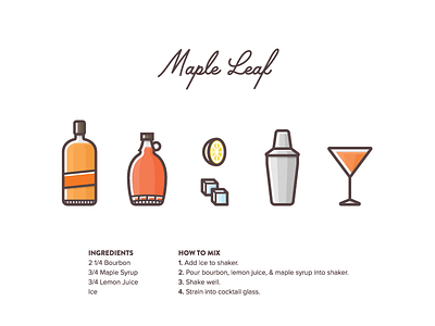 Maple Leaf 2 cocktail ice icon illustration lemon maple leaf maple syrup mixology shaker syrup vector