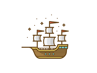 Ship flag icon illustration pirate ship sail ship vector