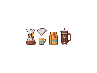 Coffee icons WIP chemex coffee coffee mug filter french press icon set icons illustration