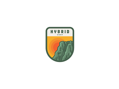 Hybrid Conf badge badge conference dublin hybrid conf illustration ireland patch sunrise