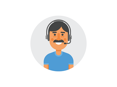 How May I Help You? avatar character illustration man mustache person support