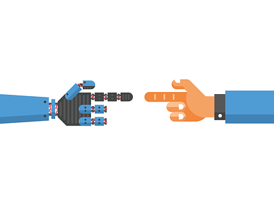 Tech & Humanity hand humanity illustration robot tech vector