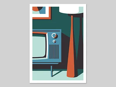 Ritual illustration lamp living room poster print television tv vector