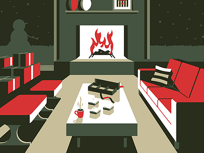 Eero Holiday Print christmas coffee furniture holiday illustration presents scene snow vector wifi