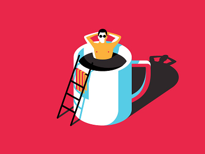 Mood character coffee illustration ladder mug relax sunglasses