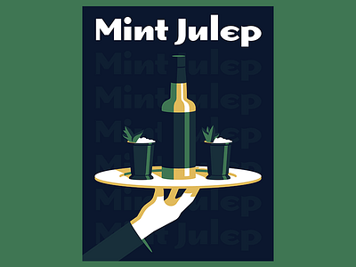 Mint Julep alcohol bourbon drink hand illustration mint julep poster whiskey
