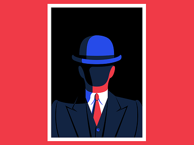 Hidden in Plain Sight art bowler hat character illustration man suit vector