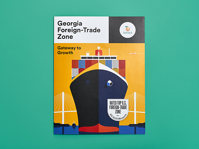 Georgia Foreign Trade cover illustration bridge container cover illustration print ship vector