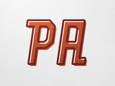 PA a brown letters orange p pa retro