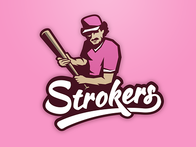 The Strokers baseball bat logo pornstar mustache sports strokers