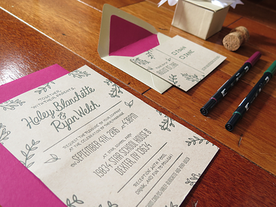 Fresh Pressed Studio - Wedding Invites custom invitations invites leaf lettering letterpress married ornamental wedding
