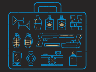 Prince Ink - Secret Agent Essentials binoculars camera grenade gun lighter martini phone prince ink secret agent shaker watch