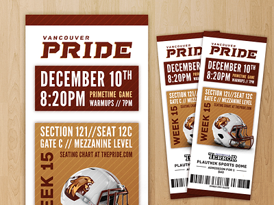 Pride Tickets cougar football game logo pride shield sports sports design ticket vancouver