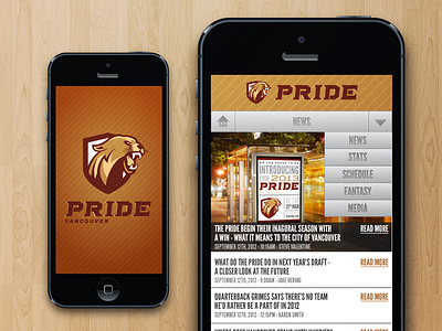 Pride App app cougar football interface iphone logo pride shield sports sports design ui vancouver