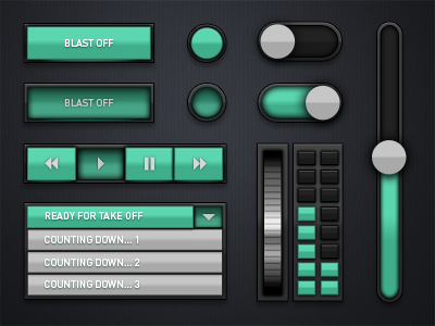 Green UI Stuff button dropdown green knob player shiny slider ui ui kit