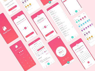 Cycle Diary App design appdesign mensuration mockup period ui uidesign uiux womens