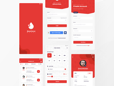 Blood Donar Nepal blood blood donation blood donor concept design mobile app mockup red uidesign