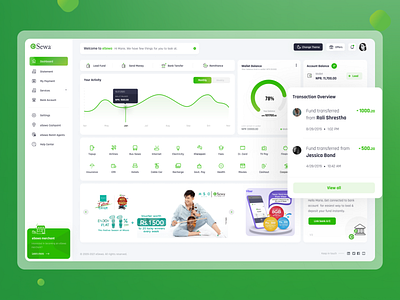 eSewa Dashboard appdesign clean concept dashboard dashboard design dashboard ui design mockup nepal ui uiux wallet app web webdesign white