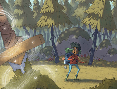 The Sword In the Forest background design cartoon character design childrens illustration design digital art drawing fantasy handdrawn illustration illuu magic painting procreate story