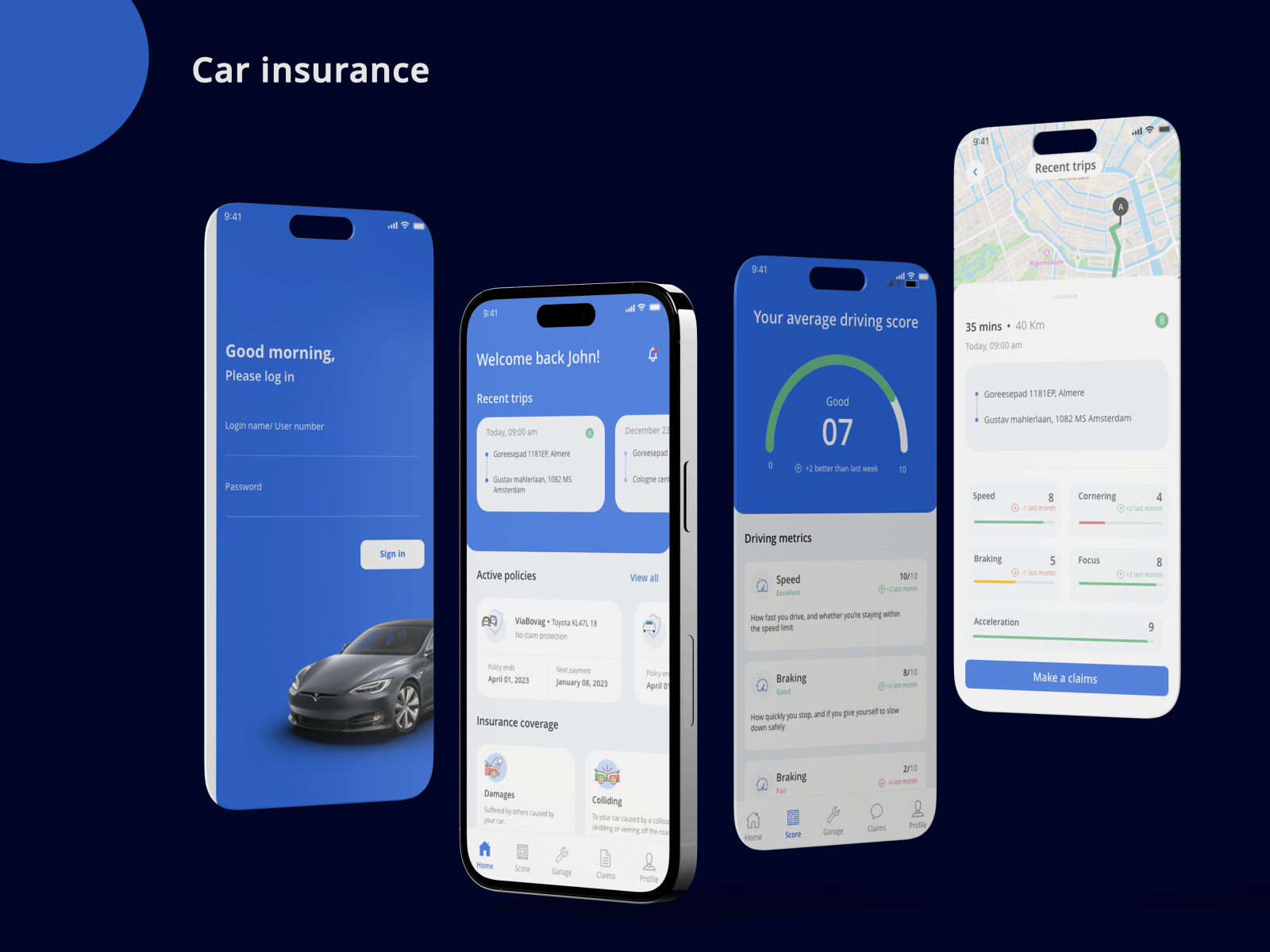 The General car insurance mobile app interface on smartphone