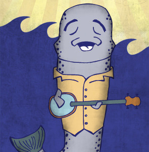 Southern Gulf Fest Poster banjo fish illustration music festival