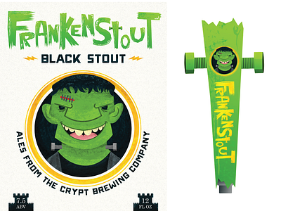 Ales From The Crypt Handle beer frankenstein graphic design monster package design