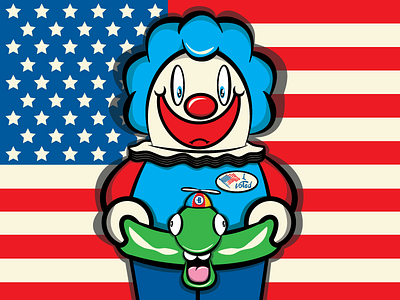 Go Vote! america clown election election 2016 flag illustration illustrator sad clown