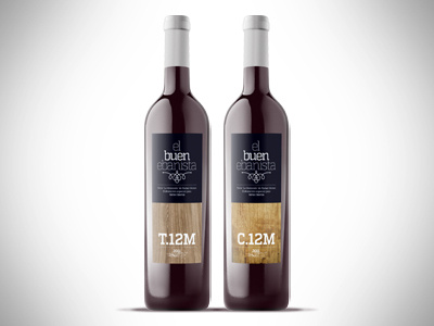 El buen ebanista. T.12M & C.12M bottle branding logo restaurant typo vector wine