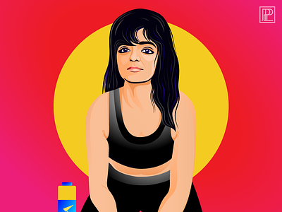 Fitness girl. colours design girl illustration india portrait red vector yellow