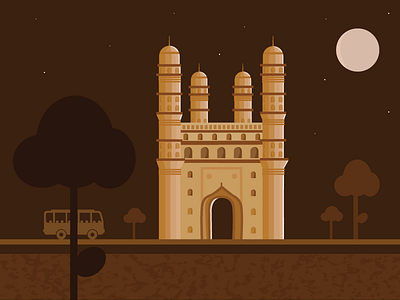 Indian city Illustration- Hyderabad
