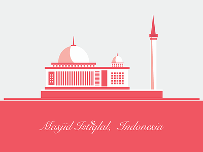 Masjid Istiqlal, Indonesia. design illustration indonesia