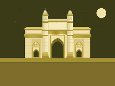 Indian city Illustration- Mumbai city design gate way of india illustration india mumbai