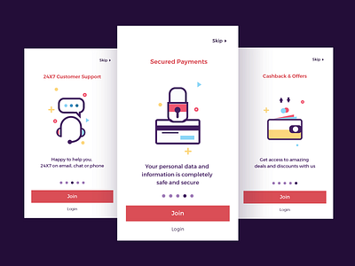 Onboarding Screens_Secured Payments. colours design illustration redbus screens