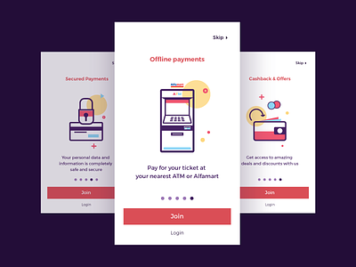 Onboarding Screen_Offline Payments. colours design illustration redbus screens