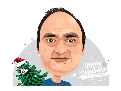 Portrait illustration xmas card.