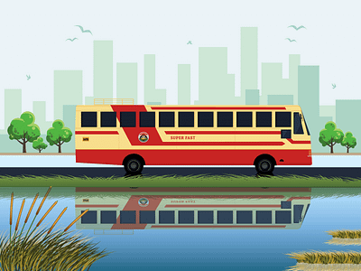 Kerala State RTC Bus Illustration bus colours design illustration india kerala ksrtc redbus