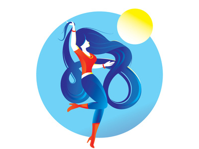 Catch your dreams. beauty blue colours design dreams girl illustration india moon vector