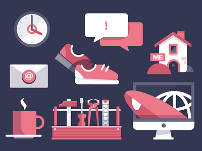 Dev-Survey Icons Pt.II aroone cup devsurvey fournova git tower icon icons illustration shoes surf tools vector